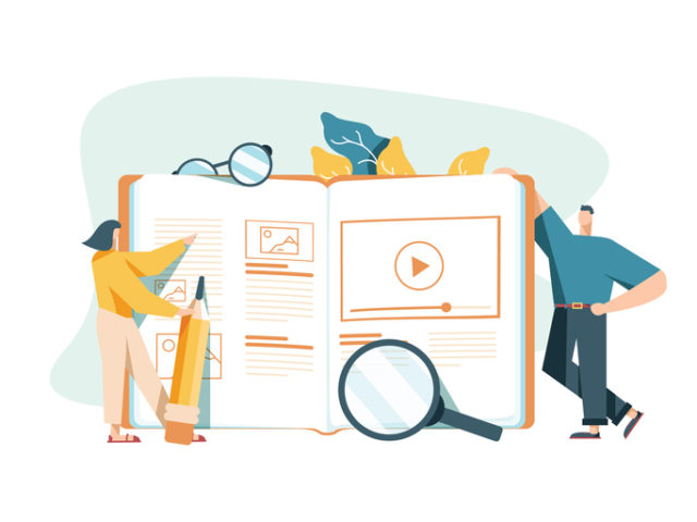 Online Education, training courses, tutorials, distance studying, e-learning. Flat design vector illustration.