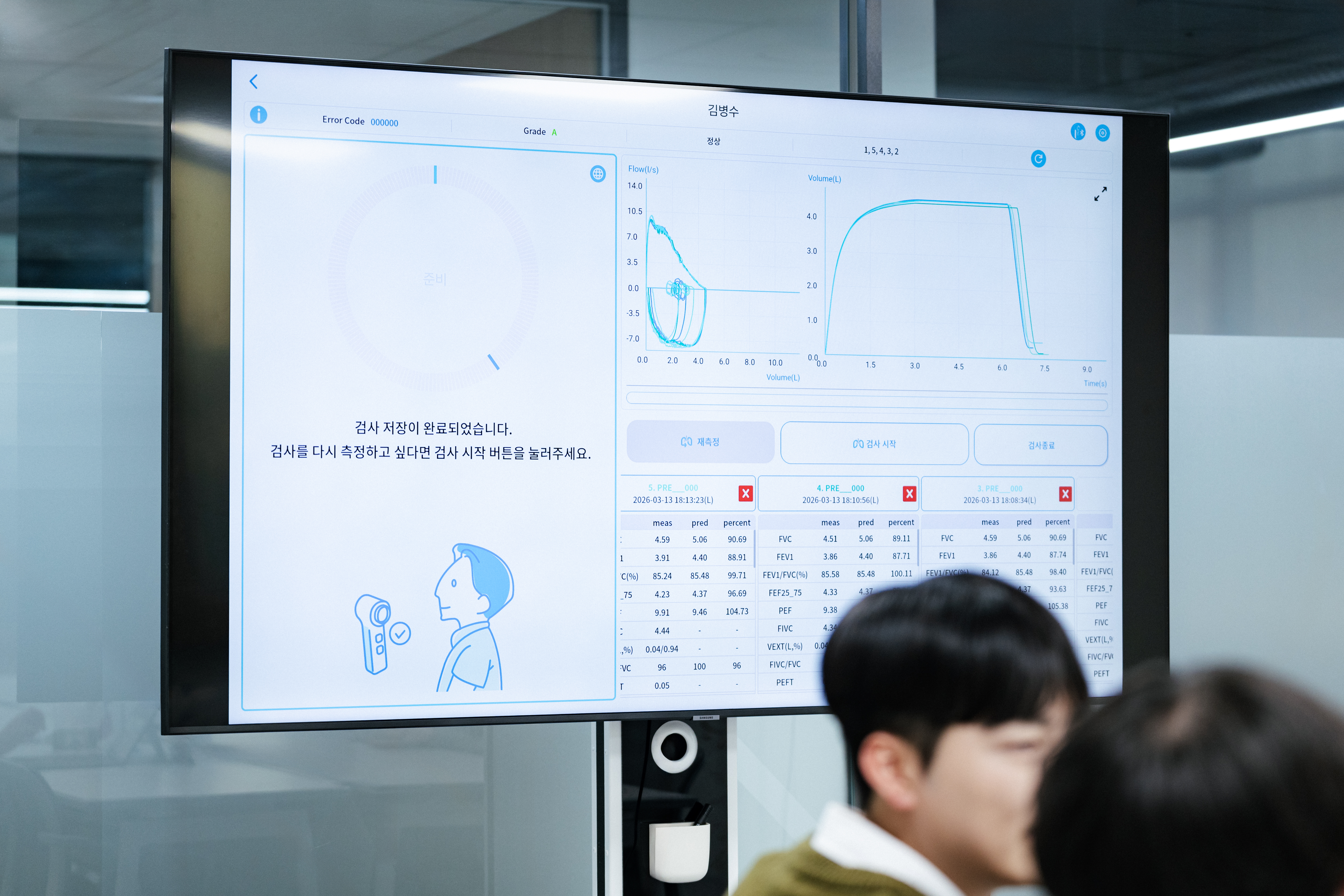 티알 회의실 텔레비전 화면에 더 스피로킷의 검사 결과 화면이 떠 있다.