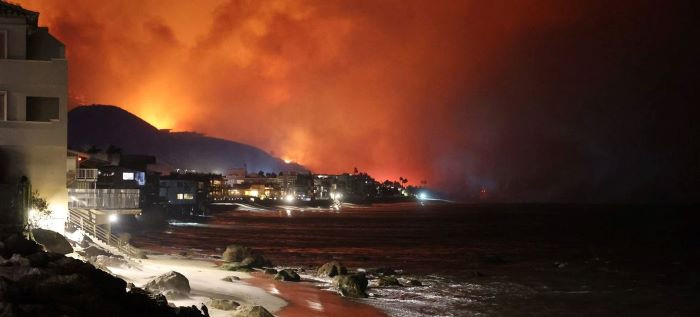 © CAL FIRE / A wildfire burns in the Palisades suburb of Los Angeles, California.