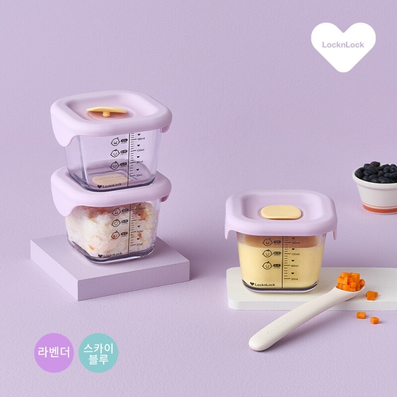 리틀럽 디어 이유식용기 정사각 실리콘 간편캡 260ml 3P LLG513S3