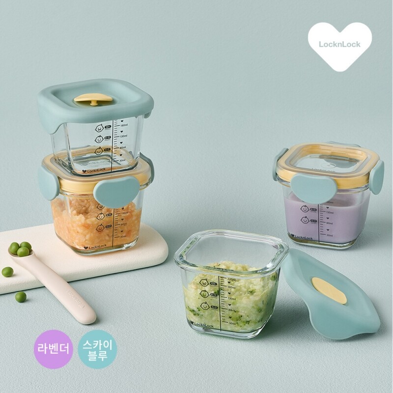 리틀럽 디어 이유식용기 정사각 260ml 4P 혼합세트 LLG511S4