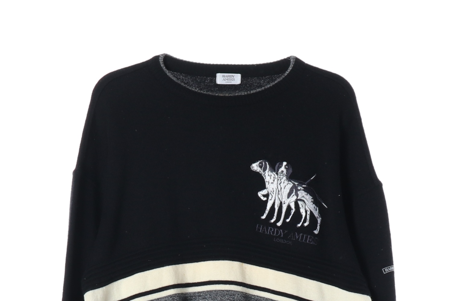 HARDY AMIES 하디에이미스 강아지 자수 블랙 스웨트셔츠 MAN-XL