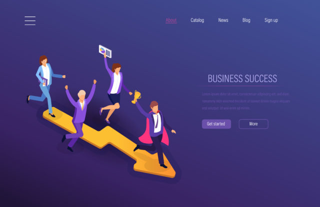 Business success. Teamwork success, financial prosperity, career growth, leadership.