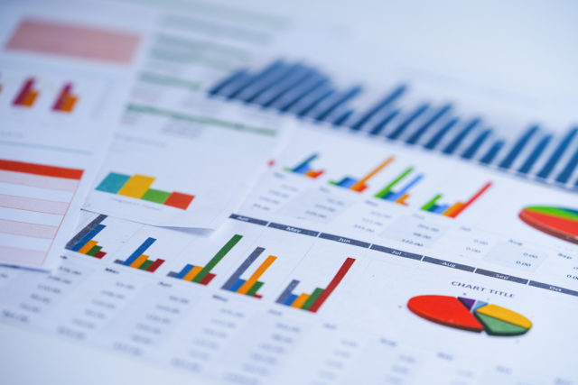 Charts Graphs spreadsheet paper. Financial development, Banking Account, Statistics, Investment Analytic research data economy, Stock exchange trading, Business office company meeting concept.
