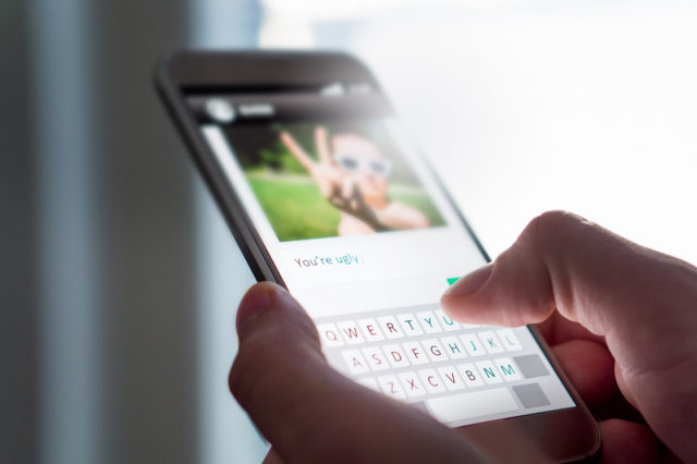 Cyber bullying, internet trolling and bad behavior online concept.