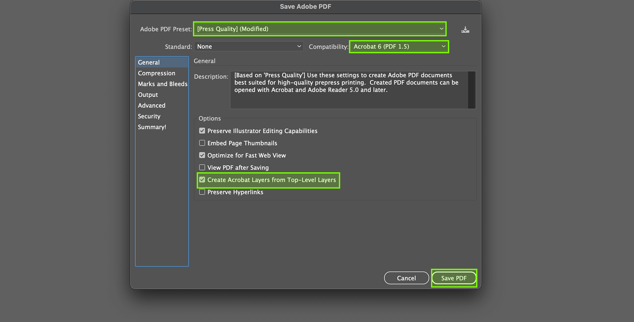 6. Save PDF