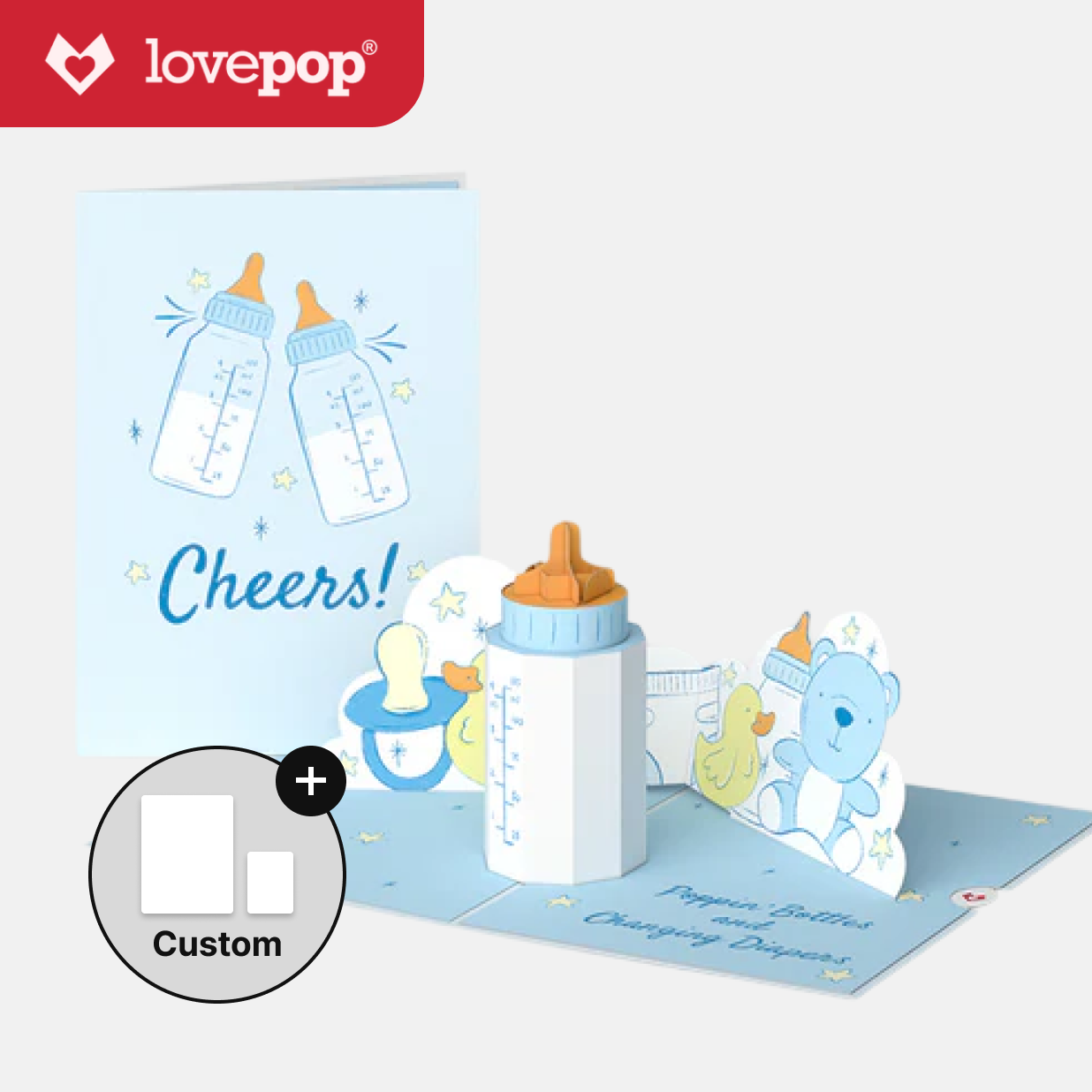 Poppin' Bottles and Changing Diapers New Baby Pop-Up Card