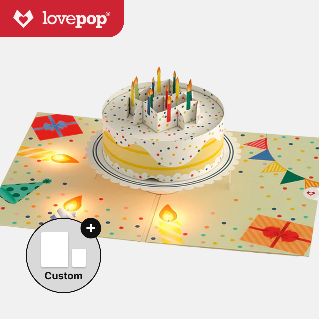 Happy Birthday Confetti Cake Music and Lights Pop-Up Card