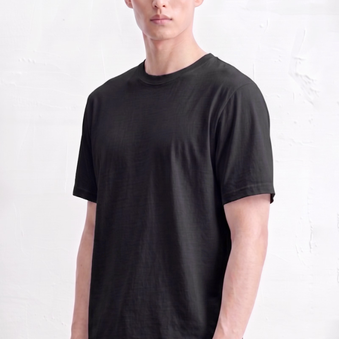 그레인 코튼 세미 오버핏 크루넥 티셔츠