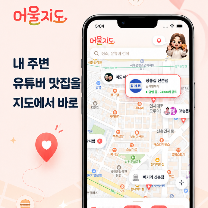 현재 위치나 여행지 주변의 맛집을 지도에서 쉽게 확인하고 저장할 수 있는 앱 서비스/체험단 모집