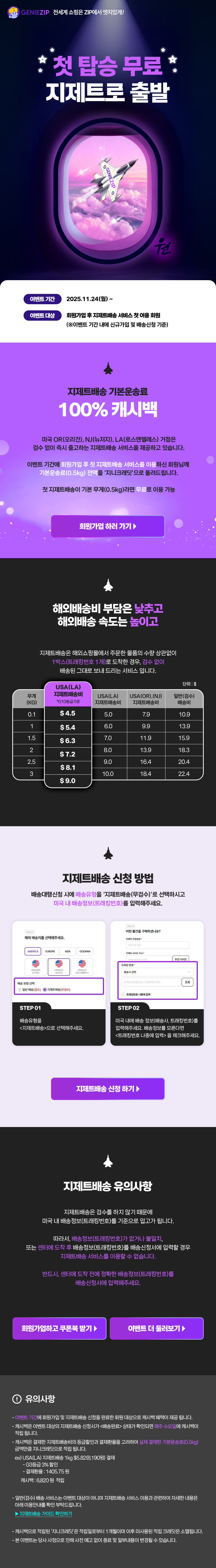 배송비 부담 ZERO, 검수없이 바로 출고하는 지제트배송 서비스를 이용한 해외직구 후기를 남겨주세요.